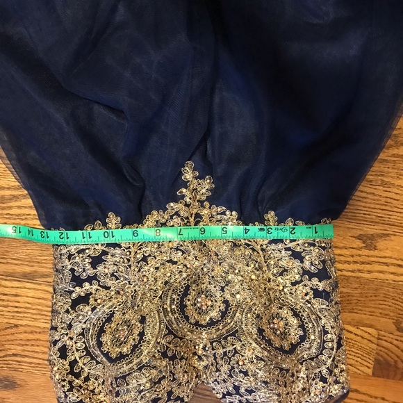Navy and gold detailed homecoming dress - Picture 5 of 7